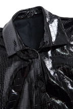 Glossy Black Crocodile Embossed Shirt