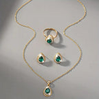 Timeless Emerald Teardrop Jewelry Set