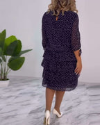 Blanche - Polka Tiered Dress With Tie-Slit Sleeves