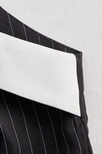 Pinstripe Top With Contrast Collar And Button Front