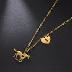 Stainless Steel Initial & Horse Necklace