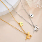 Stainless Steel Initial & Horse Necklace