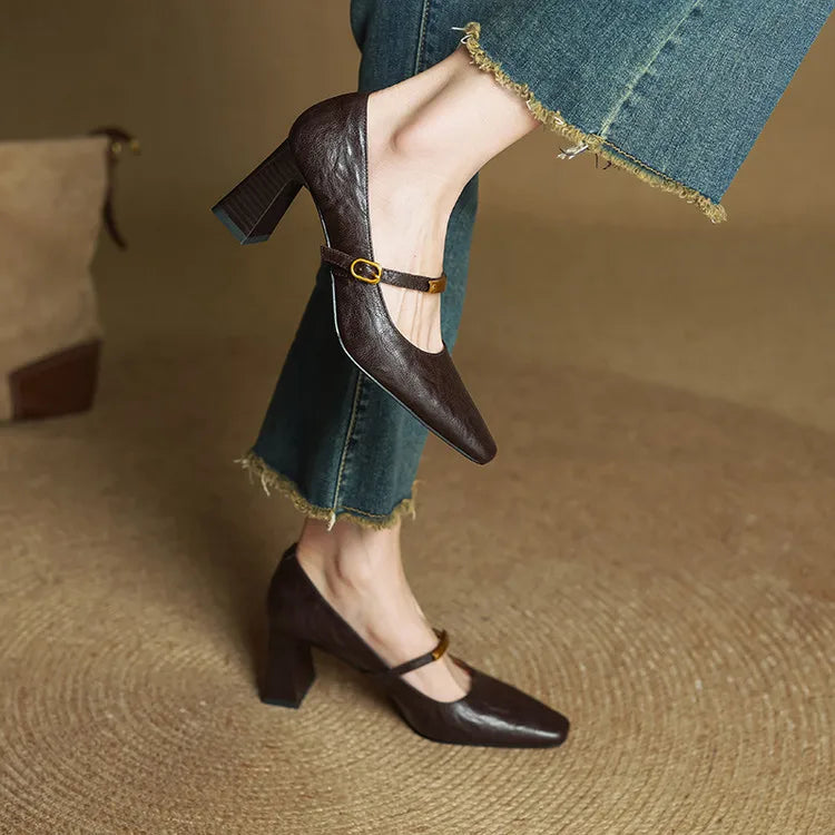 Maela Genuine Leather Heels