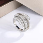 Polished Adjustable Silver Zircon Ring