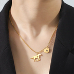 Stainless Steel Initial & Horse Necklace