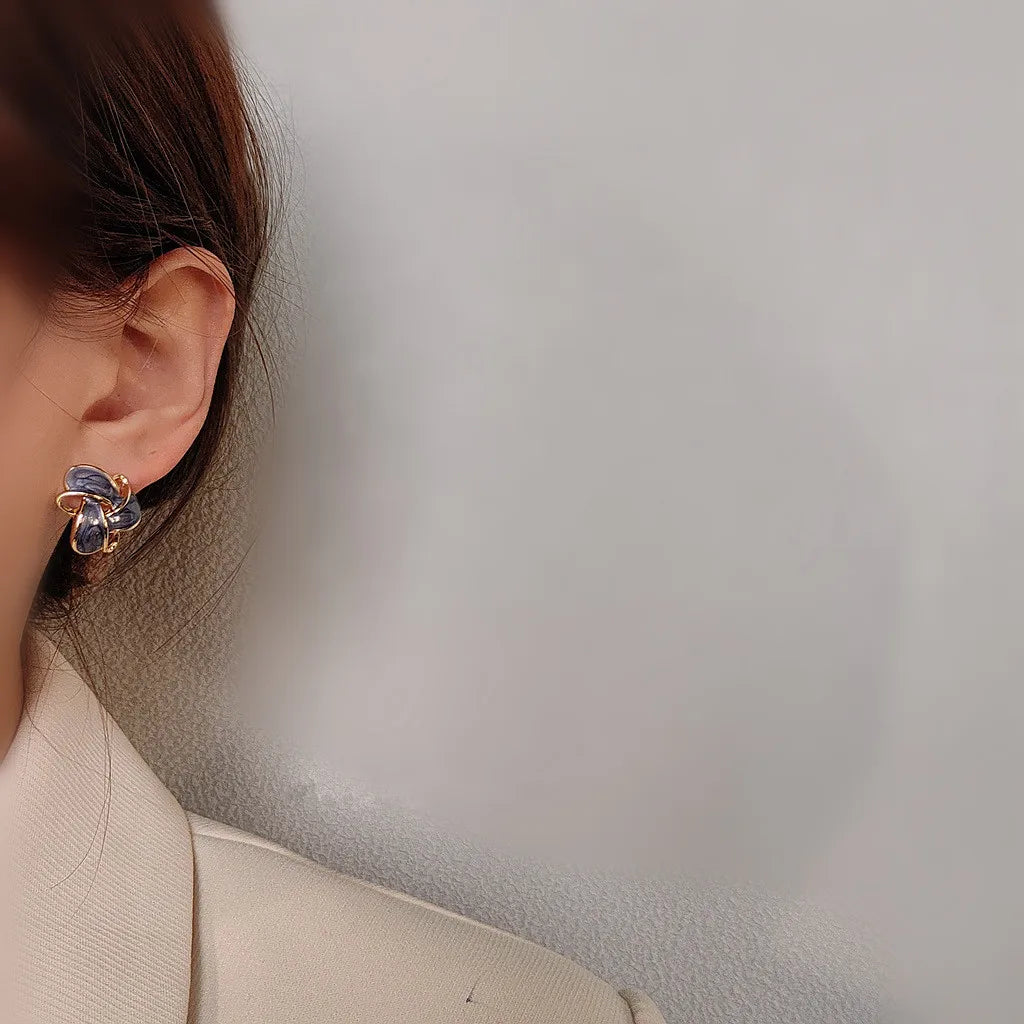 Elegant Vintage Purple Enamel Earrings
