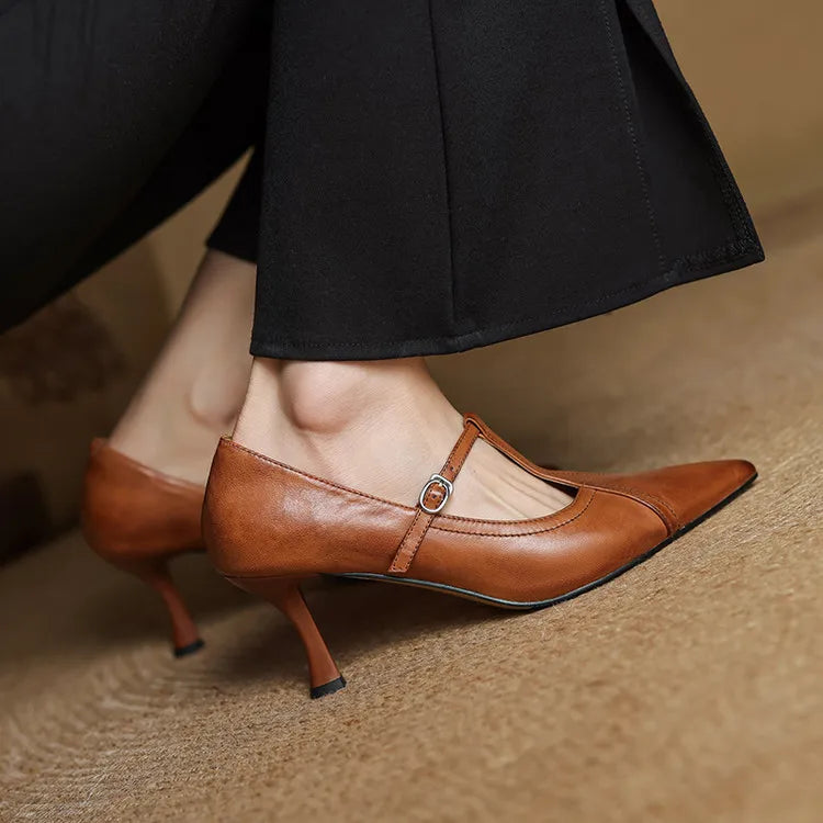 Elle Genuine Leather Heels