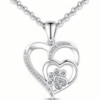 Silver Paw Heart Necklace