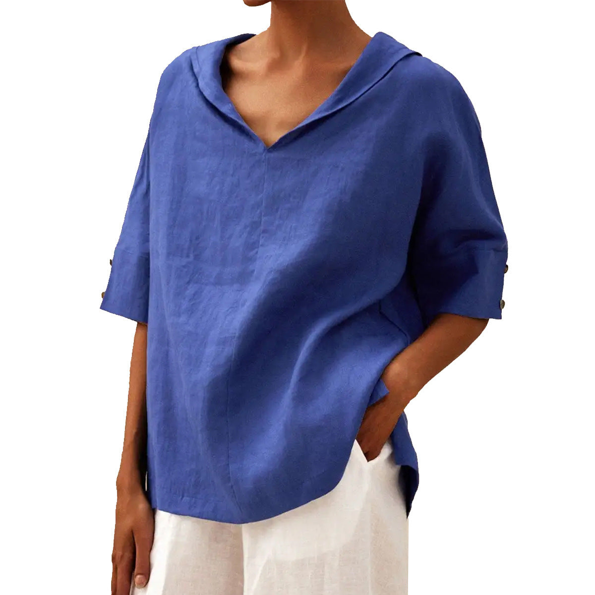 LOLA - Timeless Linen V-Neck Blouse