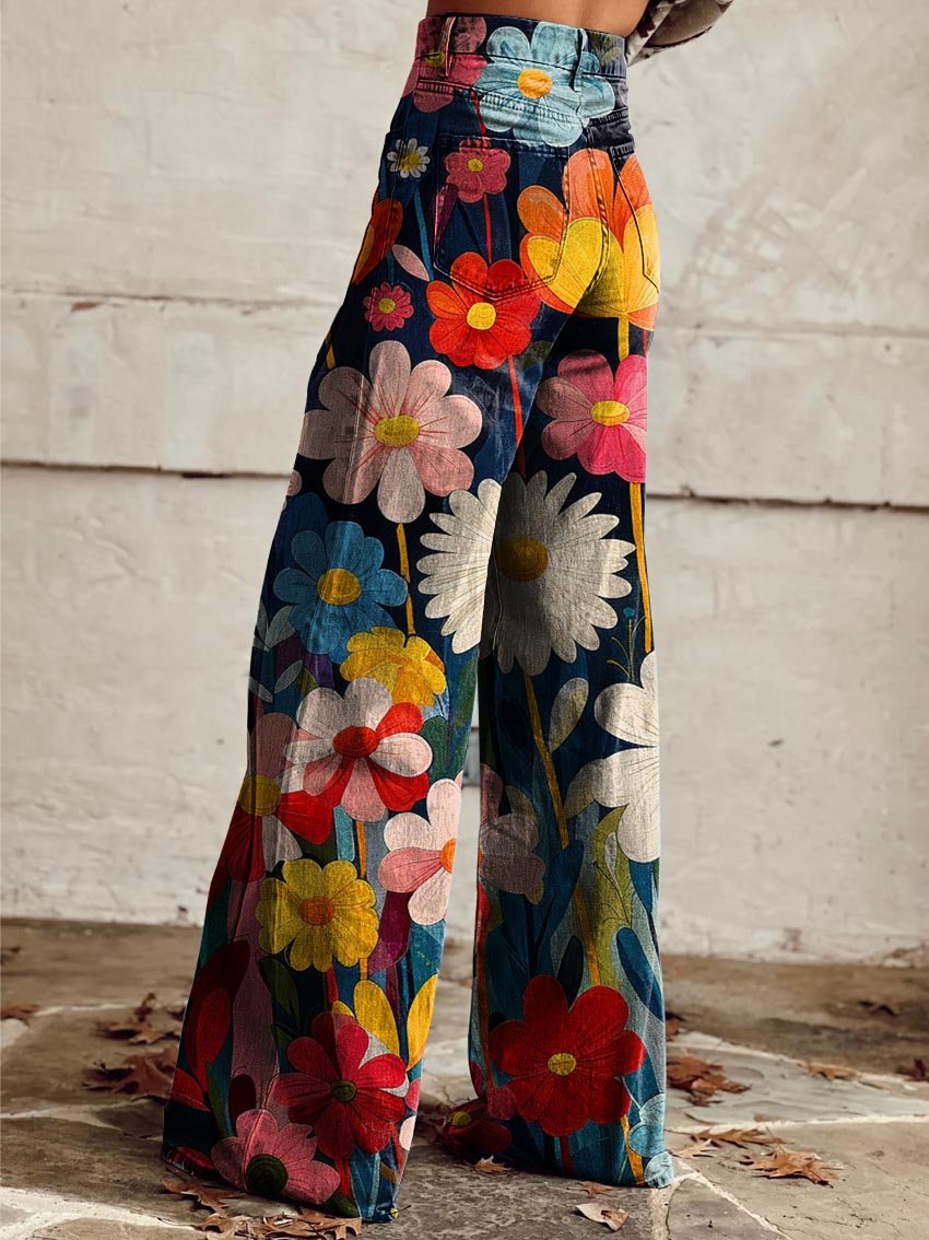 Harper™ - Comfortable Colorful Floral Print Wide Leg Pants